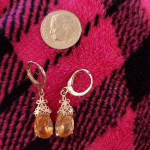 NWOT Rose Gold colored and Citrine earrings